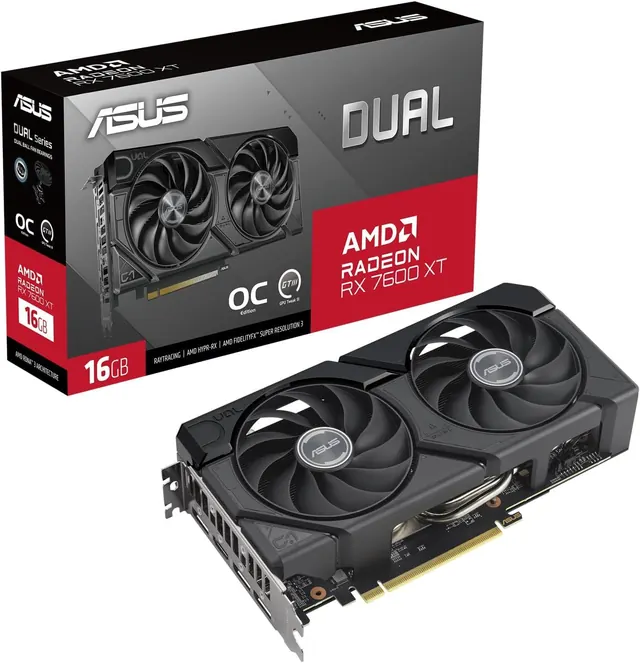 ASUS Dual Radeon RX 7600 XT OC Edition: 16 ГБ GDDR6, DUAL-RX7600XT-O16G
