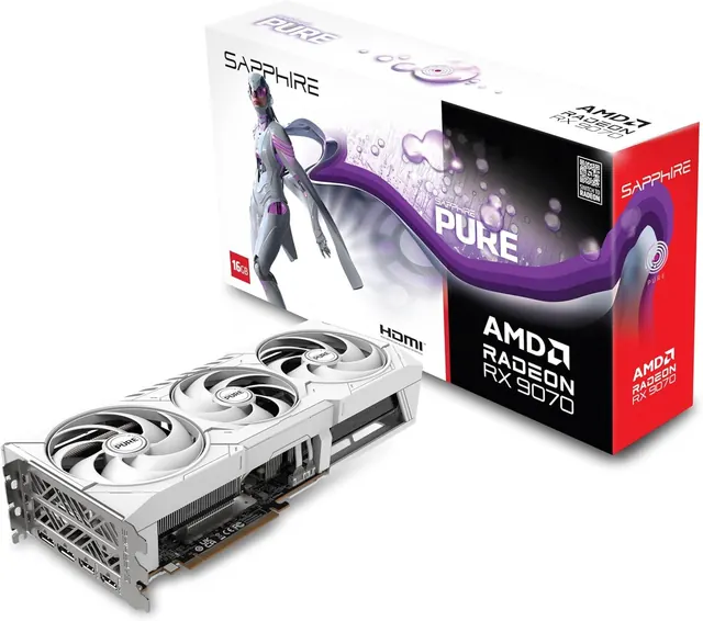 Sapphire Radeon RX 9070 PURE OC: 16 ГБ GDDR6, 256-бит, 2x HDMI, 2x DisplayPort