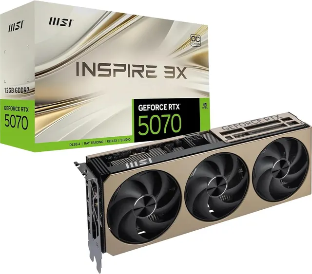 MSI GeForce RTX 5070 INSPIRE 3X OC: 12 ГБ, HDMI 2.1b, DisplayPort 2.1b