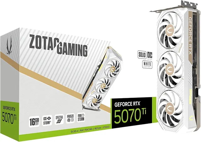 Zotac ZOTAC GAMING GeForce RTX 5070 Ti SOLID CORE OC White Edition: 16 ГБ GDDR7, PCI Express 5.0 x16, белый