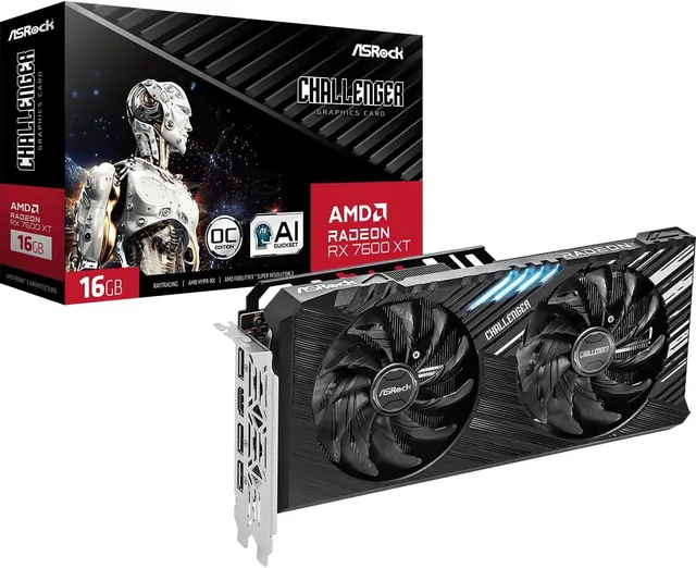 ASRock Radeon RX 7600 XT Challenger OC: 16 ГБ GDDR6, 128-бит, 3x DisplayPort 2.1, HDMI 2.1