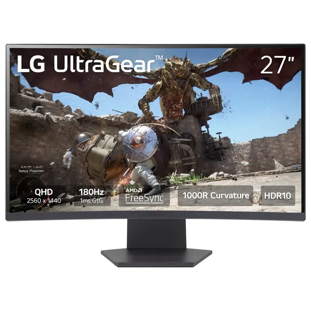 LG 27GS60QC-B: 27", QHD 2560×1440, 180 Гц, изогнутый экран, черный