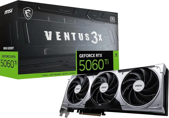 MSI GeForce RTX 5060 Ti VENTUS 3X OC: 8 ГБ GDDR7, 2602 МГц, HDMI 2.1b, DisplayPort 2.1b
