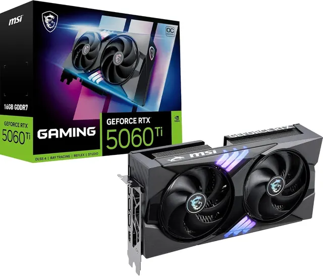 MSI GeForce RTX 5060 Ti 16G GAMING OC: 16 ГБ GDDR7, PCIe 5.0 x8, 3 x DisplayPort 2.1b + HDMI 2.1b