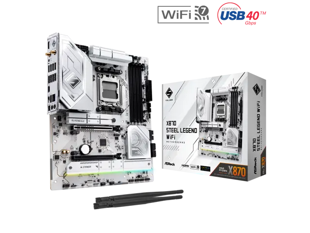 ASRock X870 STEEL LEGEND WIFI: ATX, Wi‑Fi 7, DDR5, AMD X870