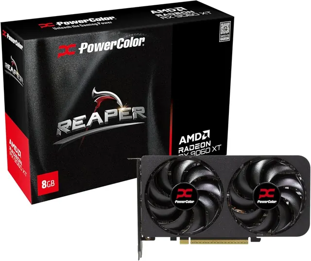 PowerColor Radeon RX 9060 XT REAPER: 8 ГБ GDDR6, PCIe 5.0 x16, черный