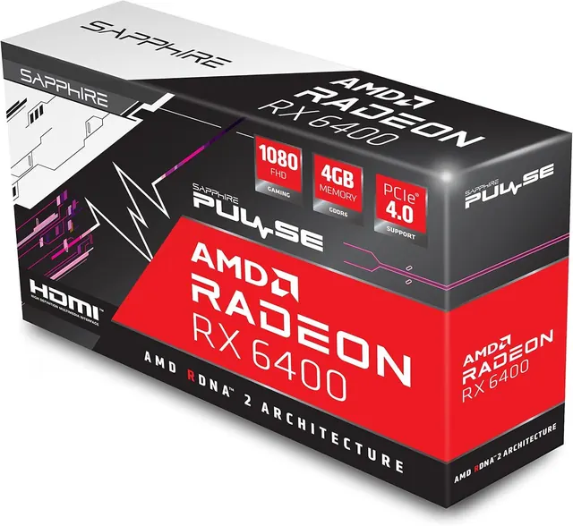 Sapphire PULSE AMD Radeon RX 6400: 4 ГБ GDDR6, до 7680 × 4320, PCI-E 4.0