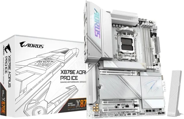 Gigabyte X870E AORUS PRO ICE: ATX, AMD AM5, DDR5, 4x M.2, USB4