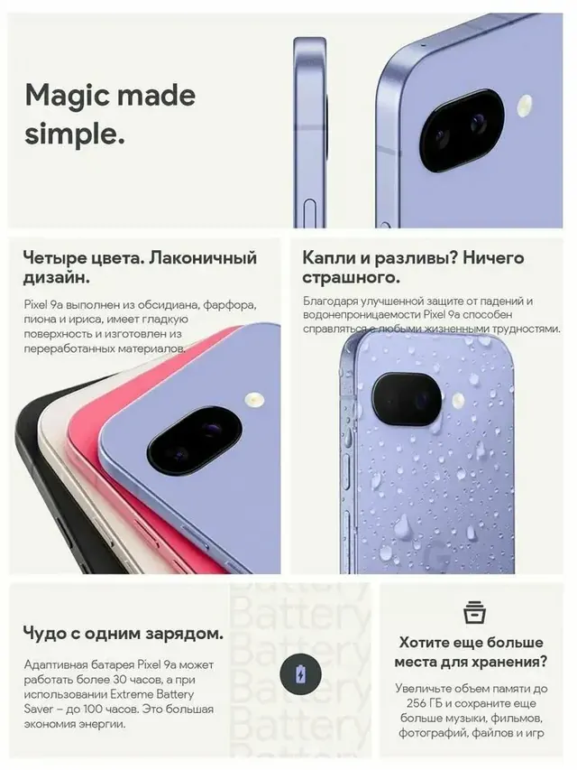 Google Pixel 9a: 8 ГБ/256 ГБ, черный, eSIM