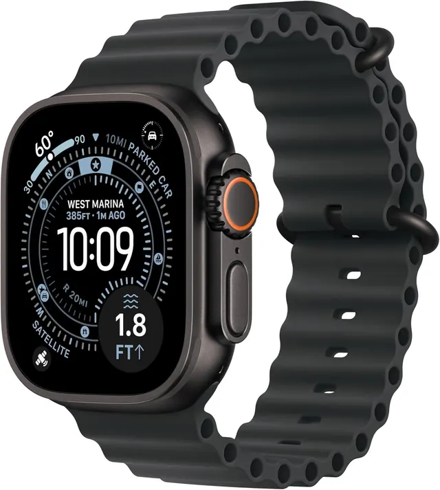 Apple Watch Ultra 3 49 мм GPS + Cellular, титановый корпус, черный Ocean Band