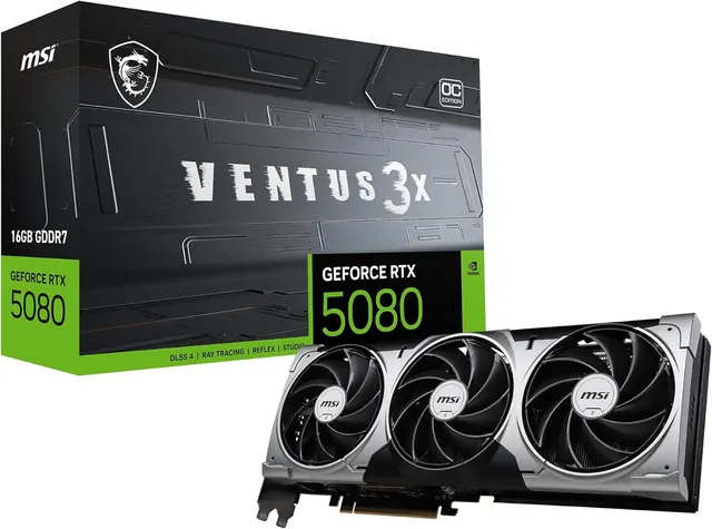MSI GeForce RTX 5080 VENTUS 3X OC: 16 ГБ GDDR7, PCIe 5.0, DisplayPort 2.1b x3, HDMI 2.1b