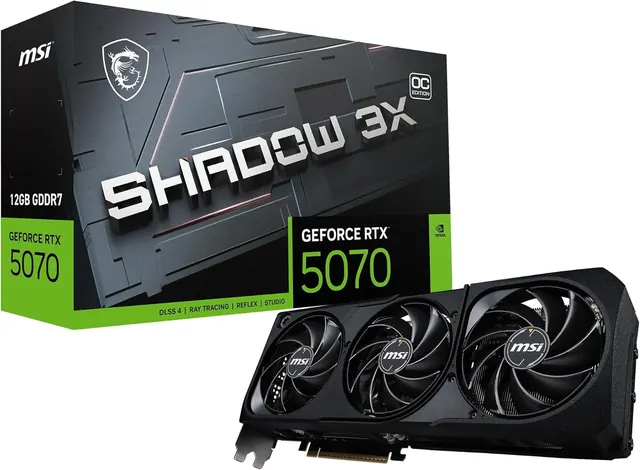 MSI GeForce RTX 5070 SHADOW 3X OC: 12 ГБ GDDR7, 192-бит, PCI Express 5.0