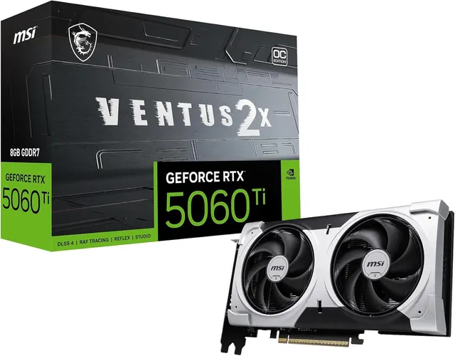 MSI GeForce RTX 5060 Ti VENTUS 2X OC PLUS: 8 ГБ GDDR7, HDMI 2.1b, 3x DisplayPort 2.1b