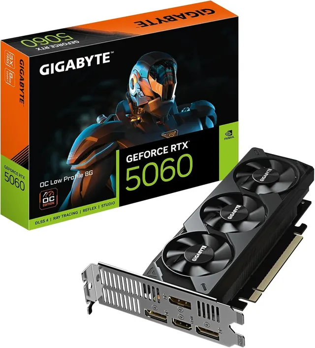 Gigabyte GeForce RTX 5060 OC Low Profile: 8 ГБ GDDR7, 128-бит, GV-N5060OC-8GL