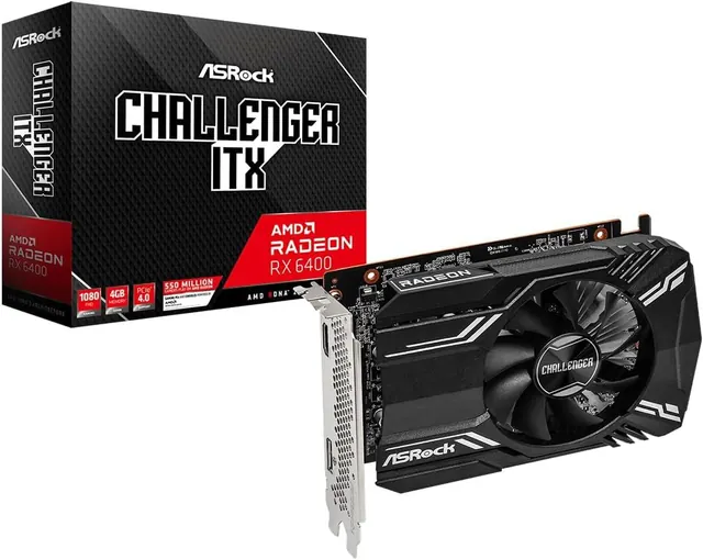 ASRock RX6400 CLI 4G: AMD Radeon RX 6400, 4 ГБ GDDR6, PCIe 4.0, Challenger
