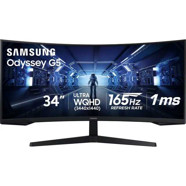 Samsung Odyssey G55T: 34", Ultra WQHD, 165 Гц, изогнутый экран