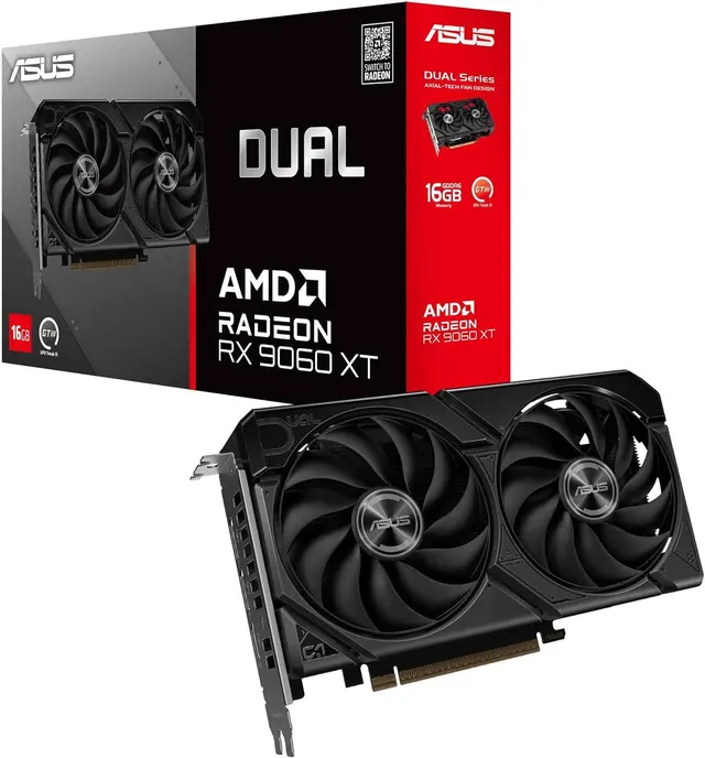 ASUS DUAL-RX9060XT-16G: 16 ГБ GDDR6, PCIe 5.0 x16, Radeon RX 9060 XT