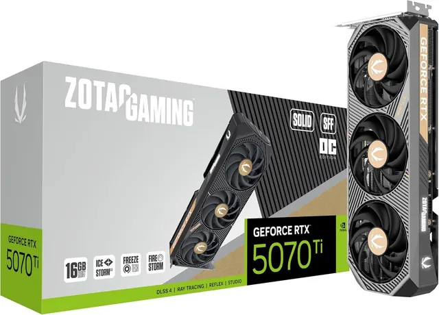 Zotac ZOTAC GAMING GeForce RTX 5070 Ti SOLID SFF OC: 16 ГБ GDDR7, PCIe 5.0 x16, 2-слотовая