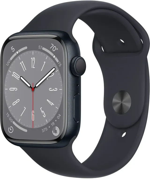 Apple Watch Series 8: 41 мм, GPS, алюминий, черный, ремешок S/M