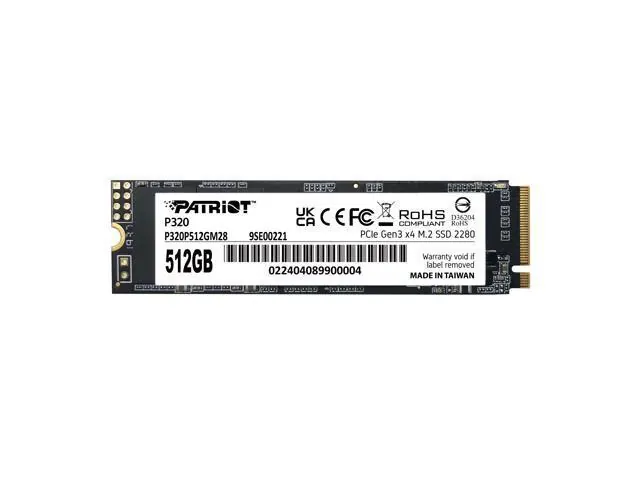 Patriot P320: 512 ГБ, M.2 2280, PCI-Express 3.0 x4