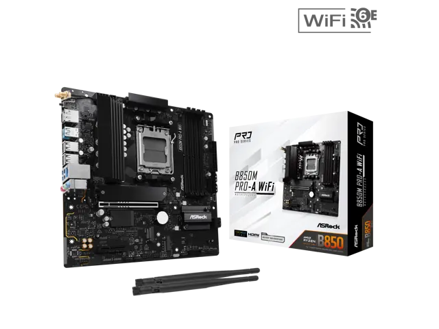 ASRock B850M PRO-A WIFI: Micro ATX, Socket AM5, Wi‑Fi 6E