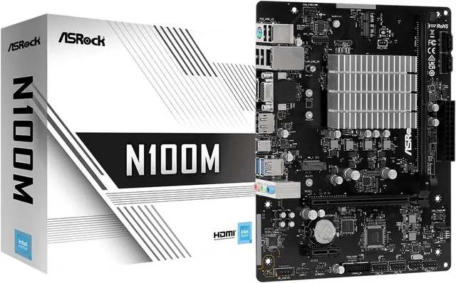 ASRock N100M: Intel N100, DDR4, Micro-ATX, USB 3.2 Gen2 Type-C