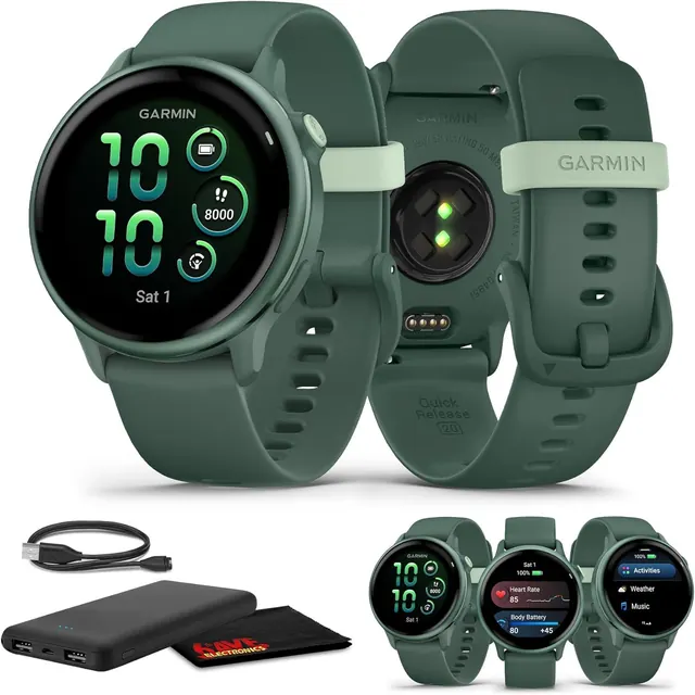 Смарт-часы Garmin Vivoactive 6 с AMOLED-дисплеем, GPS и Bluetooth, зеленые