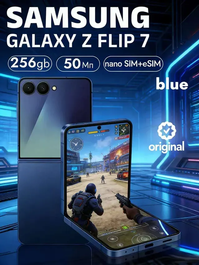 Samsung Galaxy Z Flip7: 12/256 ГБ, синий, nano SIM + eSIM, 5G