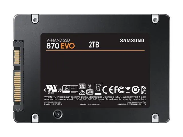 Samsung 870 EVO: 2048 ГБ, 2,5 дюйма, SATA III, MZ-77E2T0B/AM