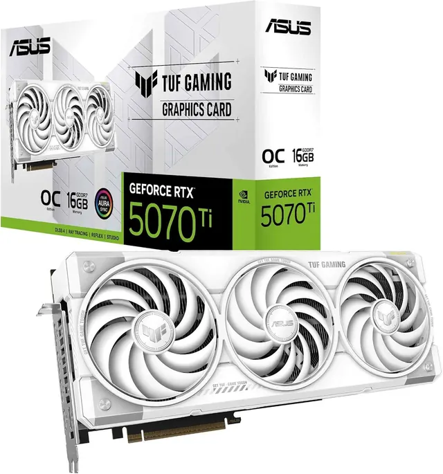 ASUS TUF Gaming GeForce RTX 5070 Ti: 16 ГБ GDDR7, White OC, PCIe 5.0