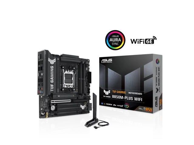 ASUS TUF GAMING B850M-PLUS WIFI: Micro ATX, AMD AM5, DDR5, Wi‑Fi 6E