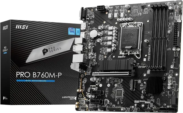 MSI PRO B760M-P: Micro-ATX, LGA 1700, DDR5, PCIe 4.0, 2x M.2 Gen4