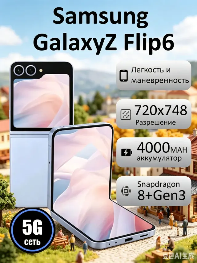 Samsung Galaxy Z Flip6: 12 ГБ/256 ГБ, голубой, eSIM