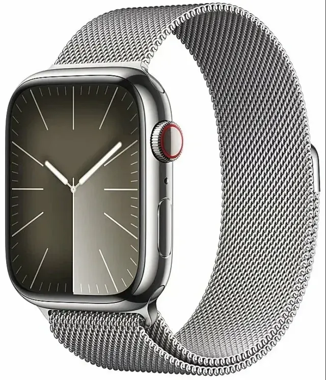 Apple Watch Series 9: 41 мм, GPS + Cellular, серебристый, Silver Milanese Loop