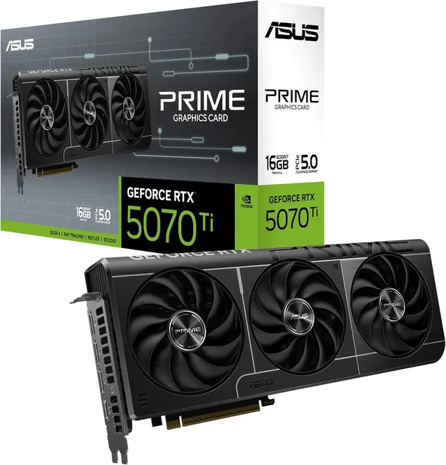 ASUS Prime GeForce RTX 5070 Ti: 16 ГБ GDDR7, PCIe 5.0, PRIME-RTX5070TI-16G