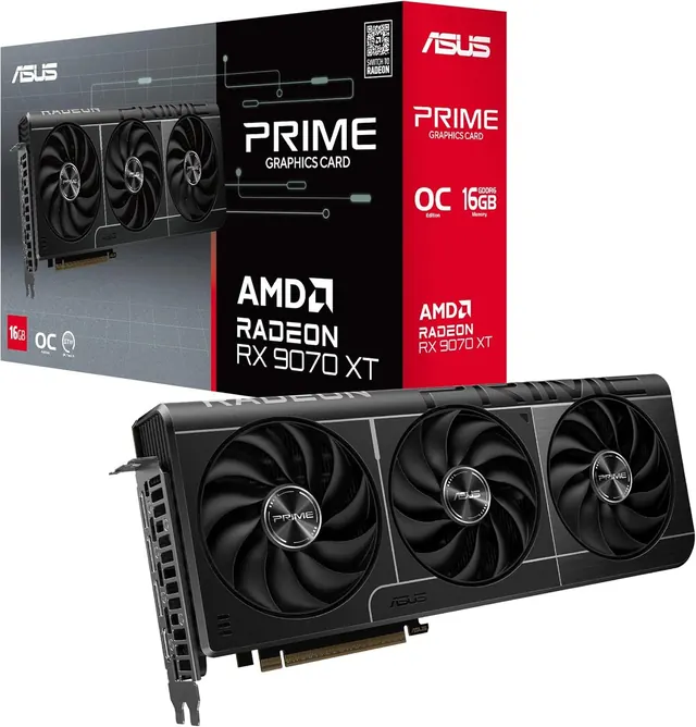 ASUS PRIME-RX9070XT-O16G: 16 ГБ GDDR6, Radeon RX 9070 XT, PRIME OC