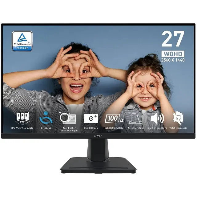 MSI PRO MP275Q: 27", IPS, 2560 × 1440, 100 Гц, черный