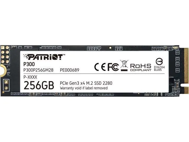 Patriot P300: 256 ГБ, M.2 2280, PCIe Gen3 x4, NVMe 1.3