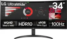 LG 34WR50QK-B: 34", 3440 × 1440, 100 Гц, изогнутый UltraWide