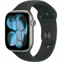 Apple Watch Series 11: GPS, 42 мм, серый металлический корпус, черный силиконовый ремешок S/M