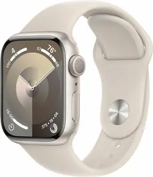 Apple Watch Series 9: 45 мм, алюминиевый корпус, GPS, starlight Sport Band