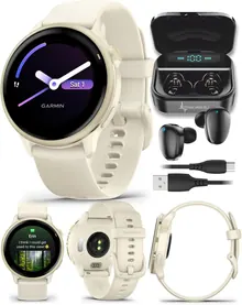 Garmin Vivoactive 6 — AMOLED 1,2", GPS, до 11 дней работы, Lunar Gold с ремешком Bone