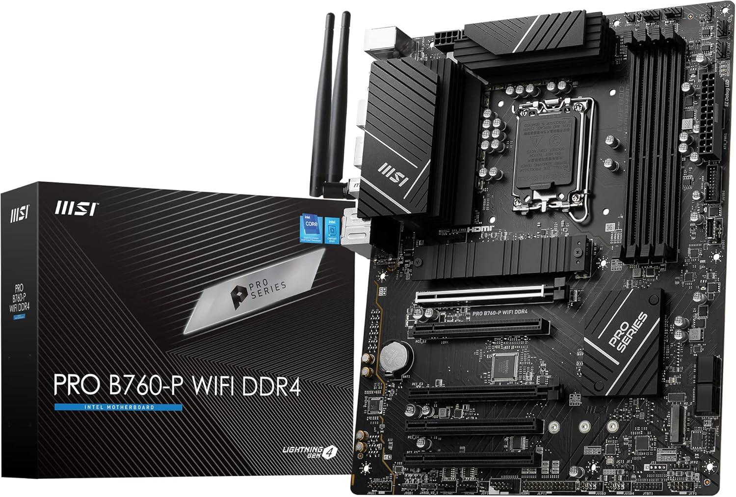MSI PRO B760-P WiFi DDR4: ATX, Wi‑Fi, 4 слота DDR4 до 128 ГБ