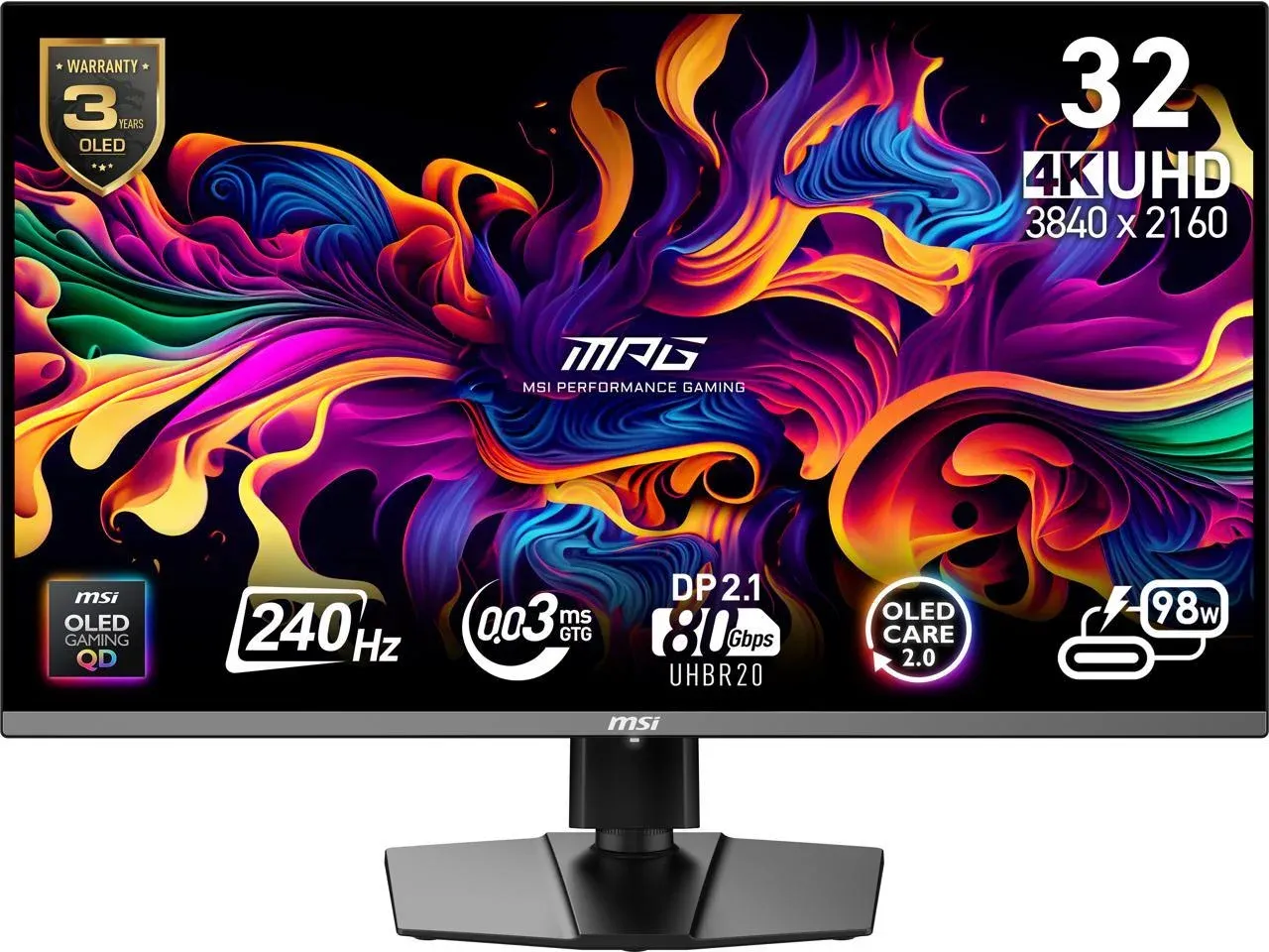 MSI MPG 322URX: 32", 240 Гц, QD-OLED, черный