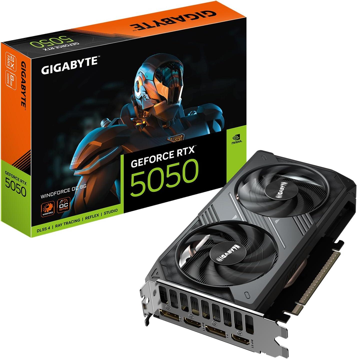 Gigabyte GeForce RTX 5050 WINDFORCE OC: 8 ГБ GDDR6, 128-бит, PCIe 5.0