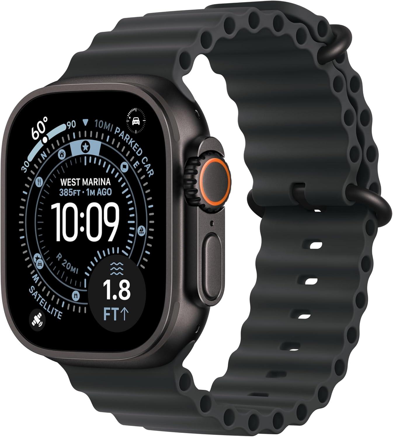 Apple Watch Ultra 3 49 мм GPS + Cellular, титановый корпус, черный Ocean Band