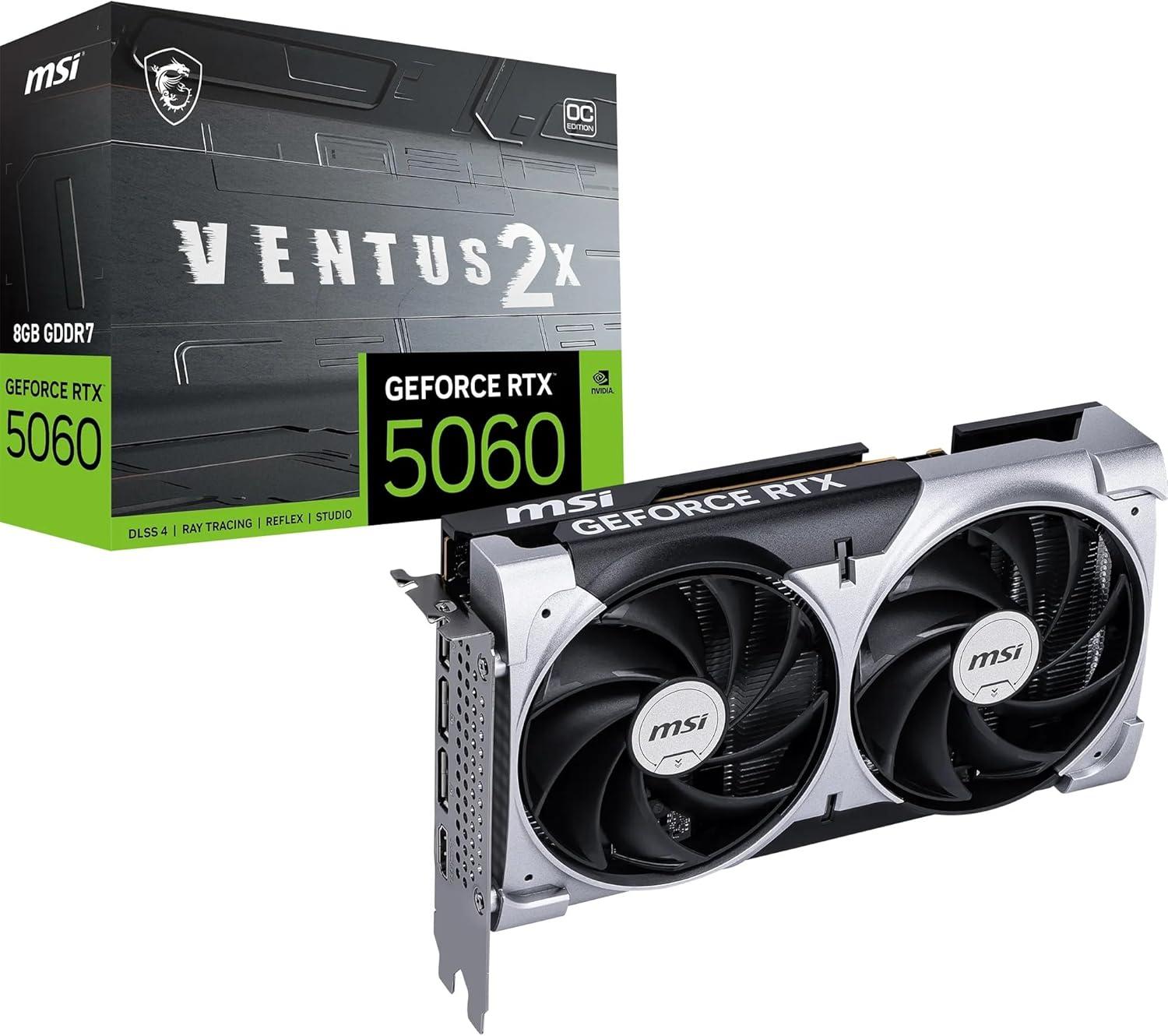 MSI GeForce RTX 5060 8G VENTUS 2X OC: 8 ГБ GDDR7, PCIe 5.0, 3x DisplayPort 2.1b, HDMI 2.1b
