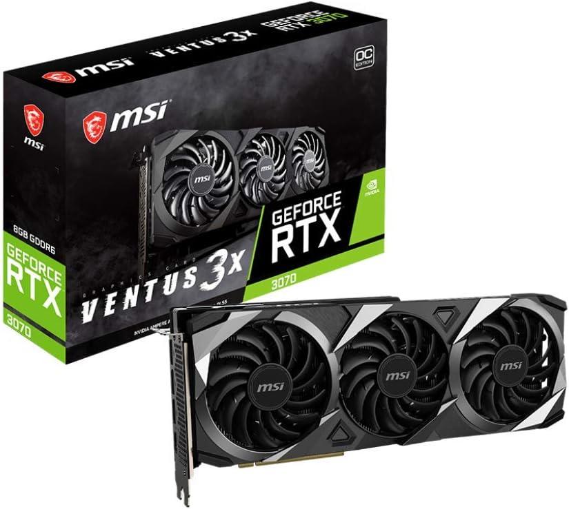 MSI GeForce RTX 3070 VENTUS 3X OC: 8 ГБ GDDR6, 256-бит, HDMI 2.1, 3x DisplayPort 1.4a