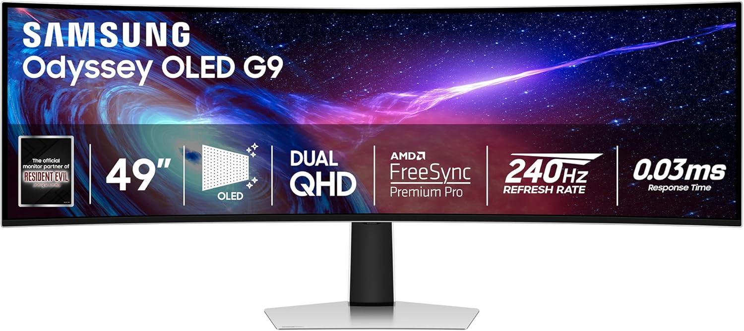 Samsung G93SC: 49", QD-OLED, 5120 × 1440, 240 Гц, серебристый