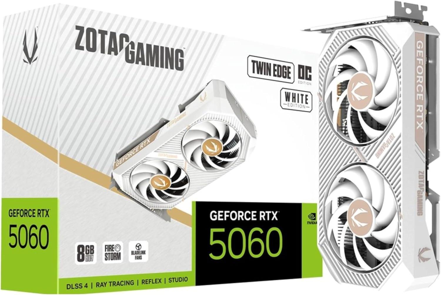 ZOTAC GAMING GeForce RTX 5060 Twin Edge OC White Edition: 8 ГБ GDDR7, PCIE 5.0, белый